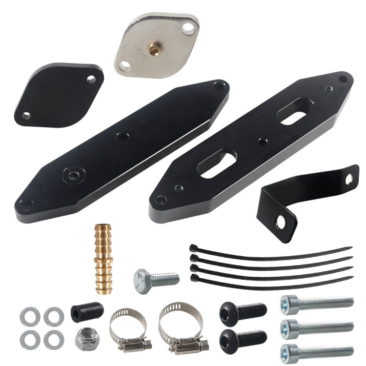 EGR valve cooler remove kit: black rubberized cap and silver mounting plate