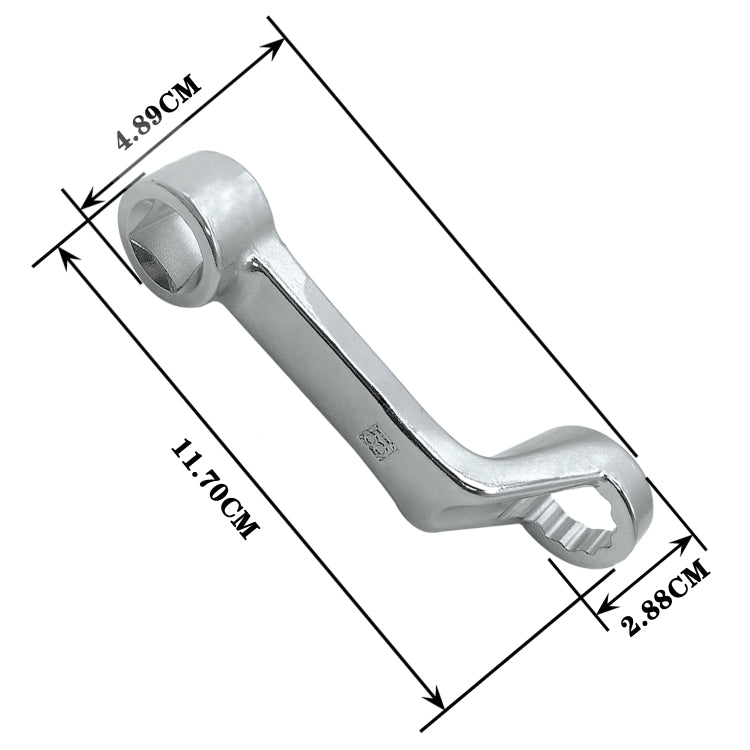 Alignment wrench tool size shown: 11.70cm length, 4.89cm head, 2.88cm width