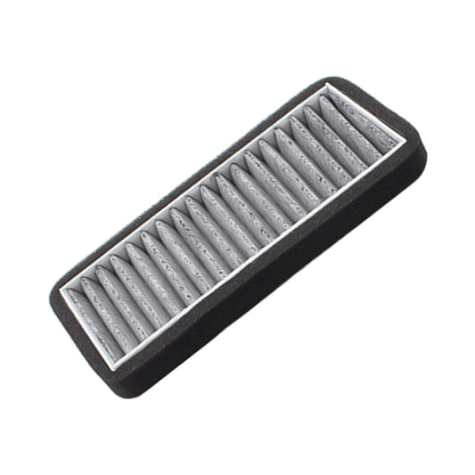 Pleated cabin air filter element with dark frame, rectangular