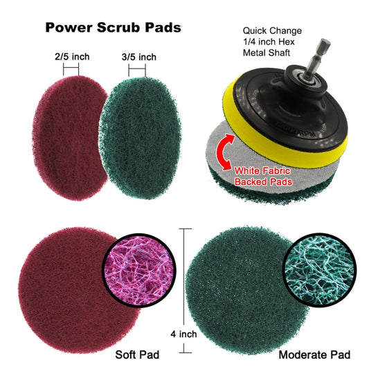 12 in 1 4 inch Sponge Scouring Pad Floor Wall Window Glass Cleaning Descaling Electric Drill Brush Head Set, 12 in 1