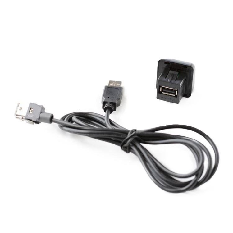 Car USB audio adapter cable with black car port adapter and USB connectors