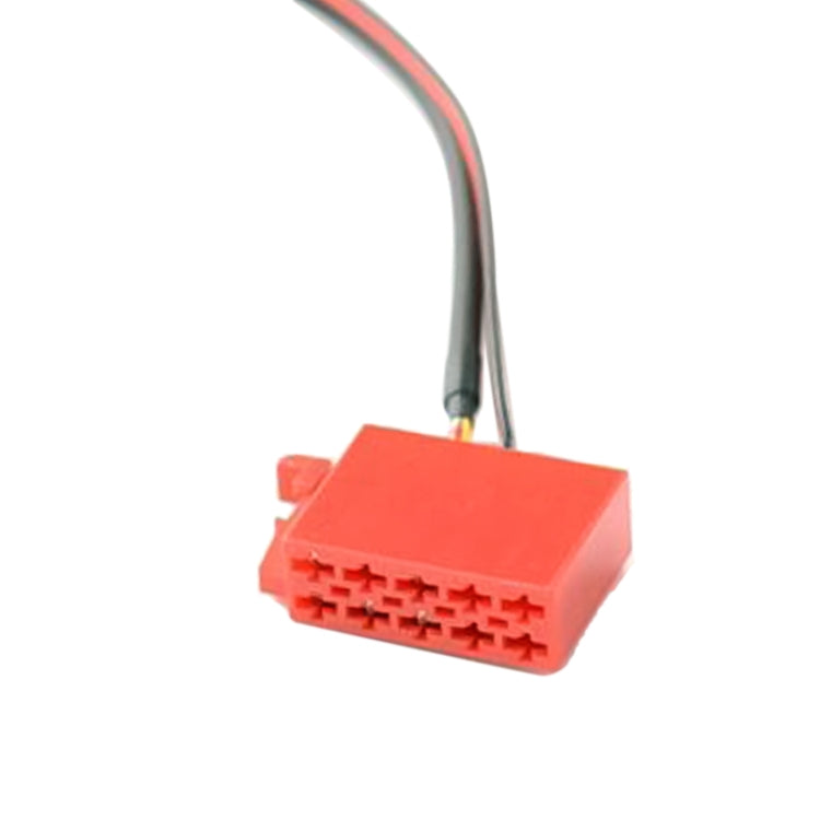 Car AUX Bluetooth audio wiring harness close-up of red plug connector and wire