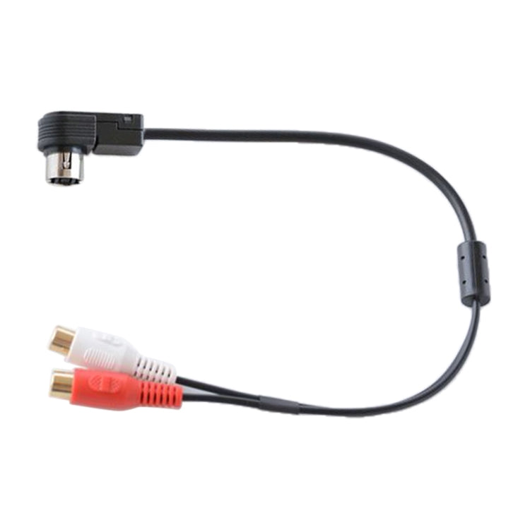 Car AUX input cable with black connector and red/white RCA jacks on leads