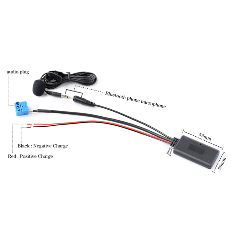 Bluetooth phone microphone and AUX IN module cable set with 5.3mm and polarity notes
