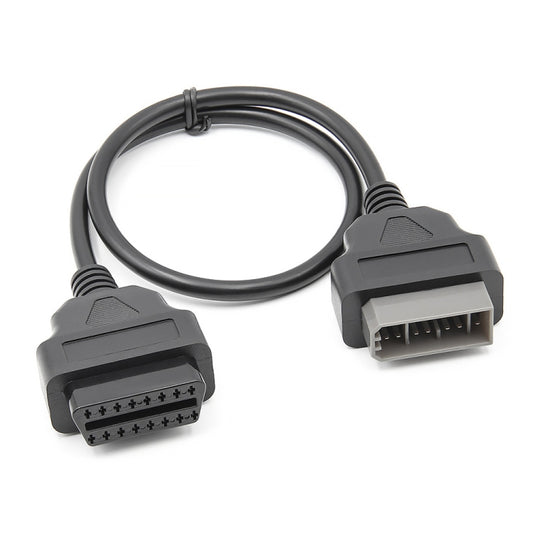OBD2 diagnostic adapter cable with two black 14-pin/16-pin connectors and looped wire