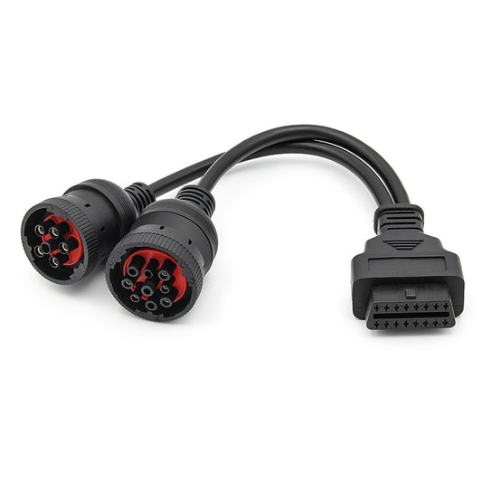 J1708 J1939 6Pin 9Pin to OBD2 16Pin Female Car Diagnostic Adapter Cable, 6Pin 9Pin to OBD2