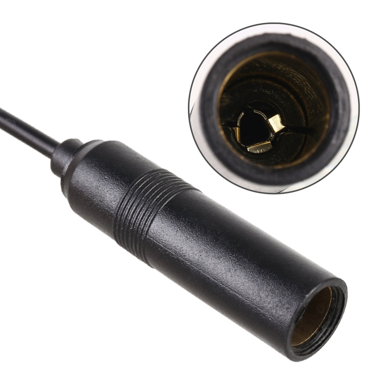 Car radio antenna extension cable with black coax plug and exposed center pin