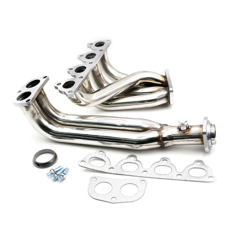 Stainless steel exhaust manifold kit with gaskets, hardware, and tubular pipes