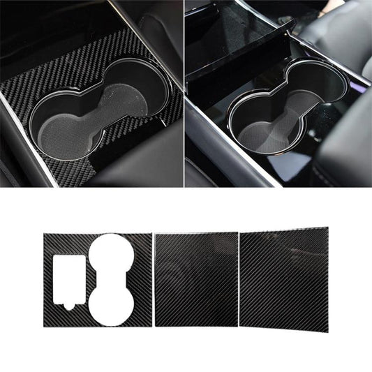 3 PCS Carbon Fiber Car Central Control Decorative Sticker for Tesla Model 3, Central Control