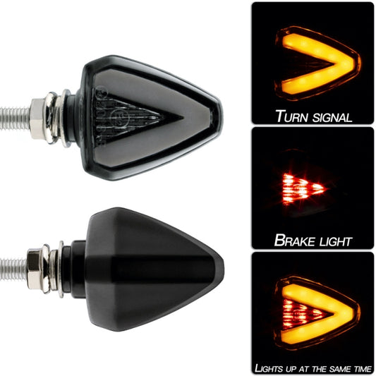 2 PCS KC018A Motorcycle Triangular V-shaped Two-color LED Brake Turn Signal Light, KC018A