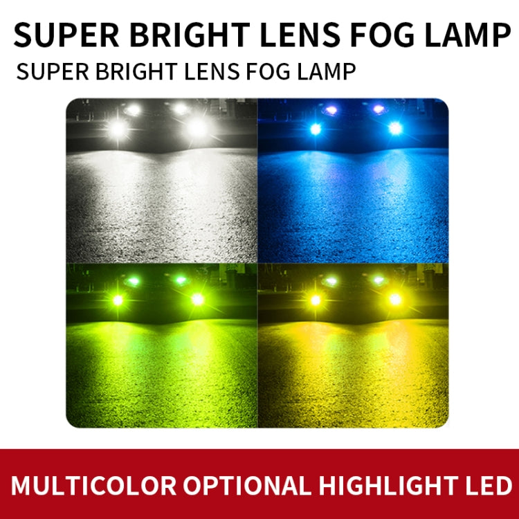 Multicolor LED fog lamp light output with blue, green, yellow, and white beams
