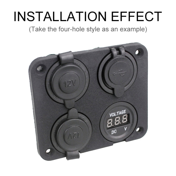 5 PCS 2-Hole Car Modified USB Charging Voltmeter Cigarette Lighter Panel, 2-Hole