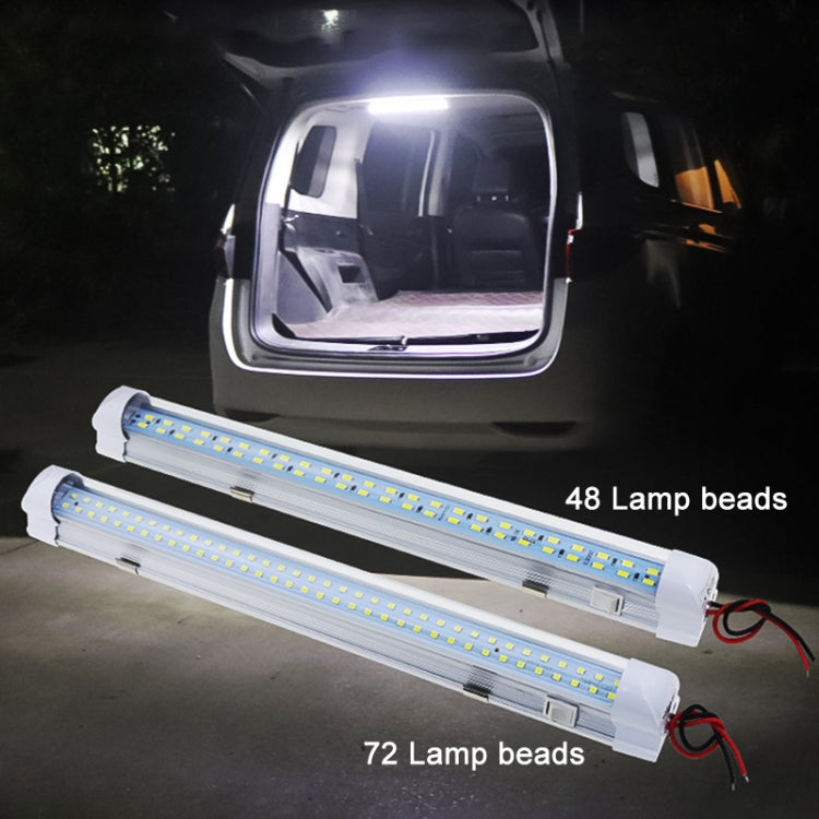 Pair of white LED dome light bars: 72-bead and 48-bead with wire leads