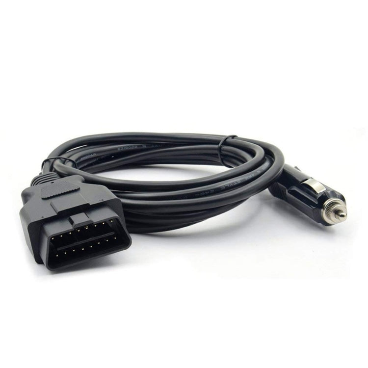 OBD II OBD connector to cigarette lighter power cable, black cable with silver plug