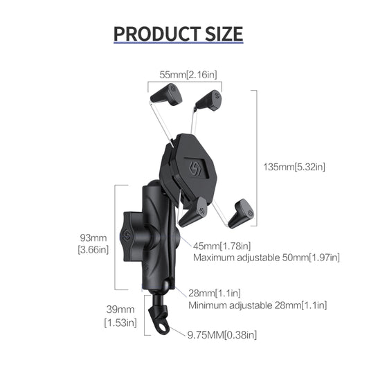 ZH-1558B1 Motorcycle Rear Mirror X-shape Aluminum Alloy Phone Holder, ZH-1558B1