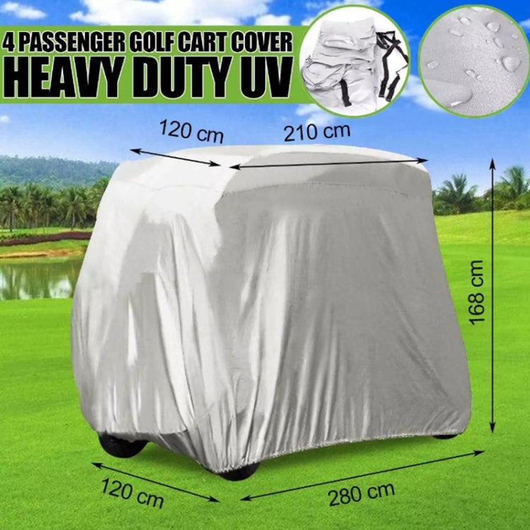 Silver golf cart cover with elastic fit, heavy-duty all-season protection (168 cm)