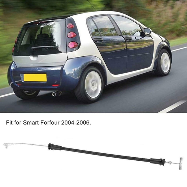 Exterior door handle cable for Smart Forfour, long black rod with metal clips