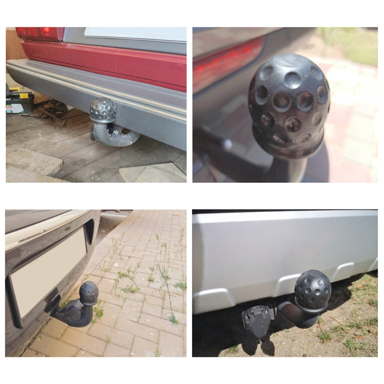 Black tow ball caps shown on trailer hitch ball and tow hook connection points