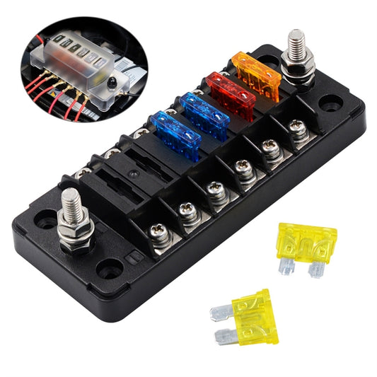 ZH-978A1 FB1901 1 In 6 Out 6 Ways Independent Positive Negative Fuse Box with 12 Fuses for Auto Car Truck Boat, ZH-978A1