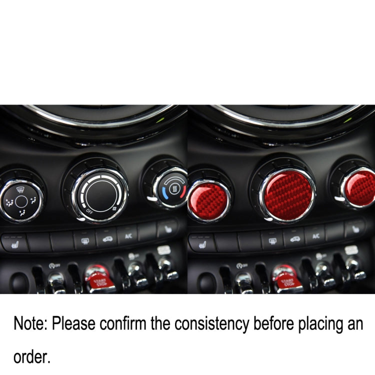 Car dashboard knobs updated with red carbon-fiber round trim inserts