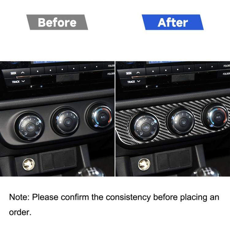 Split view: A/C panel before and after with carbon fiber-look trim sticker