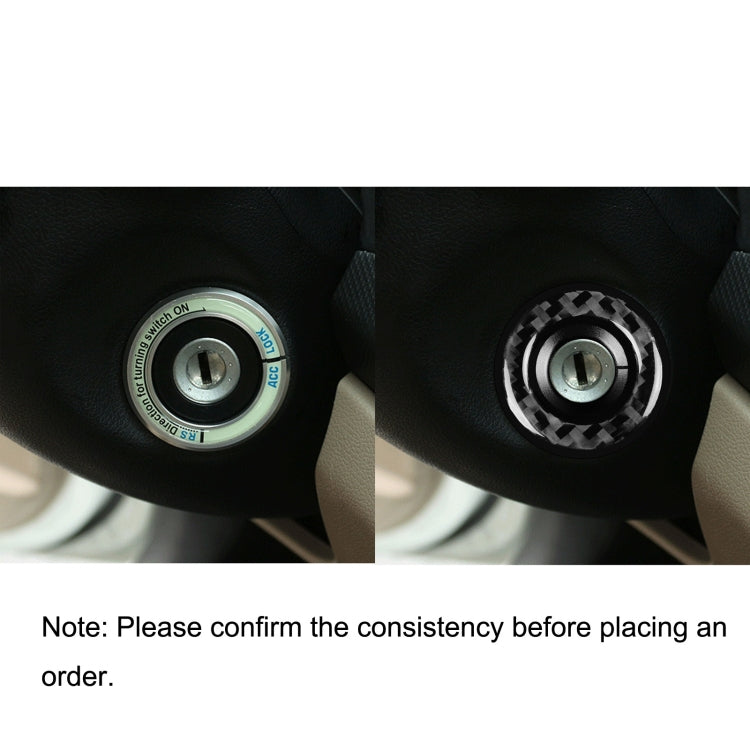 Steering wheel ignition area showing before and after installation of ring sticker