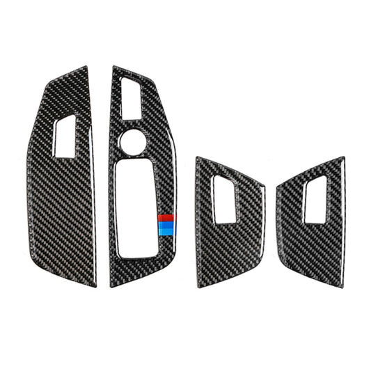 Car Carbon Fiber Window Glass Control Panel 3-color Decorative Sticker for BMW G01 X3 2018-2020 / G02 X4 2019-2020, Left Drive, Window Glass Control Panel 3-color