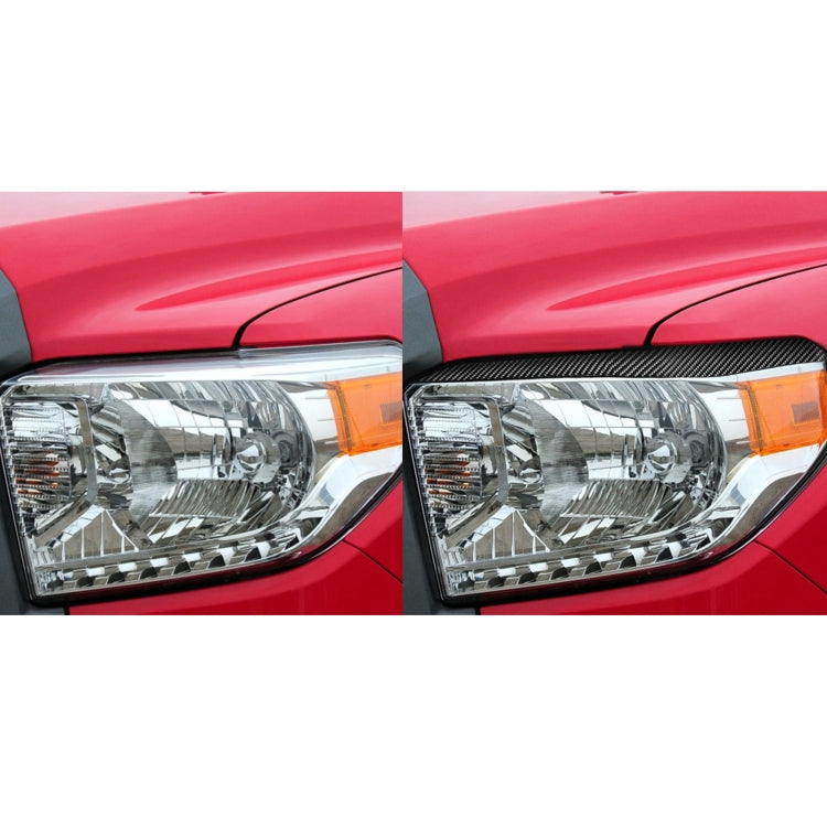 Carbon fiber-look headlight eyebrow trim set on two headlamps