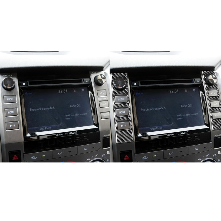 Before-and-after view of carbon fiber center console switch trim stickers