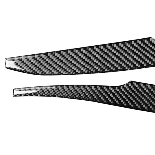 Carbon fiber rearview mirror decorative stickers, two long strips with diagonal black weave pattern