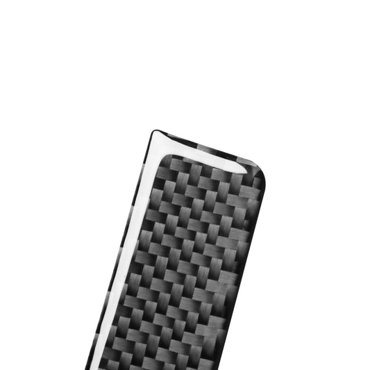 Carbon fiber dashboard strip sticker, curved edge, glossy black woven texture finish