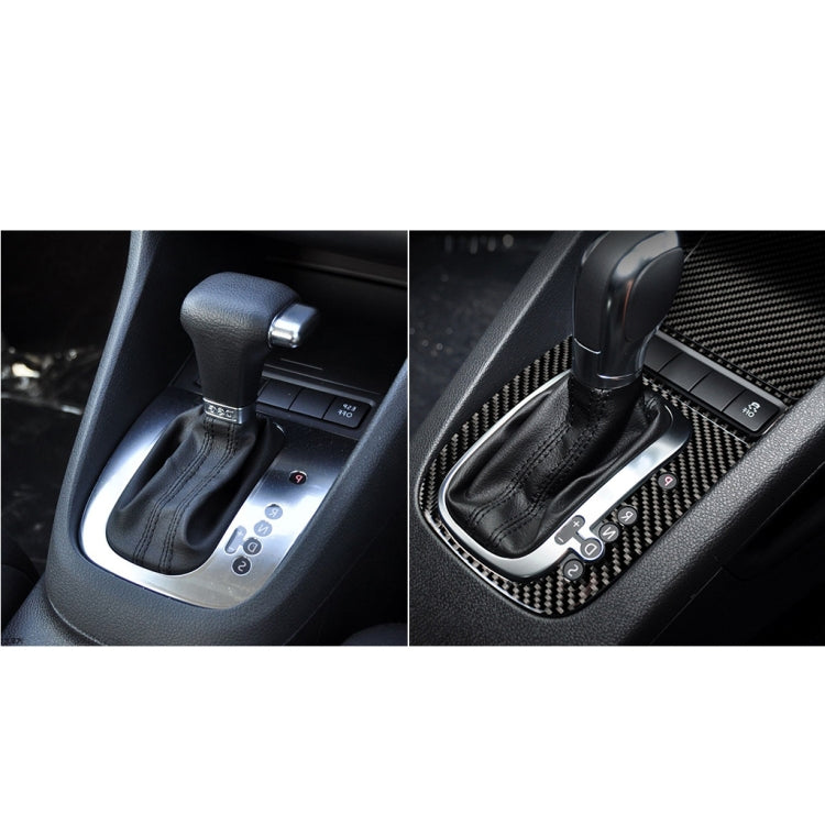 Carbon fiber gear surround sticker shown on shift area, before and after