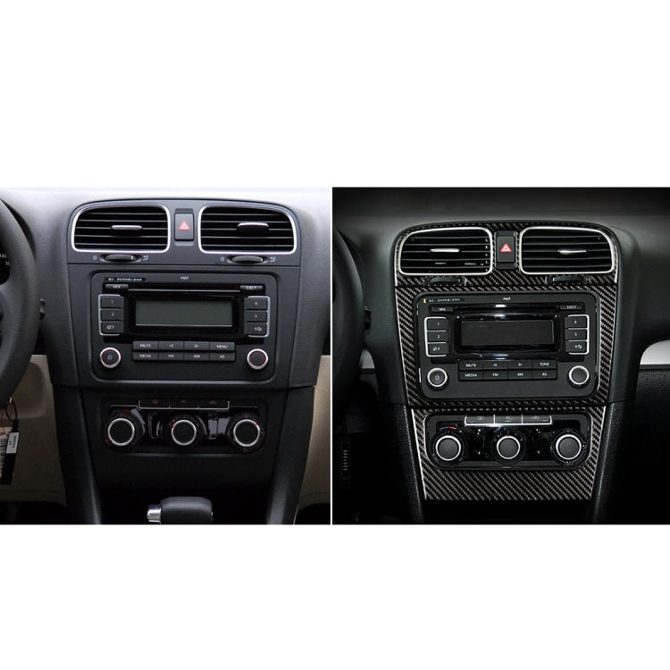 Carbon fiber air conditioning trim insert shown on car center console