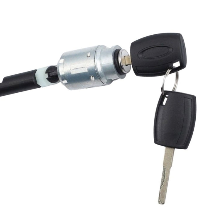Hood lock cylinder with two black keys and silver lock body