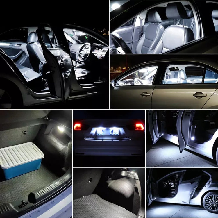 LED car interior reading light in use, bright white lighting around the cabin