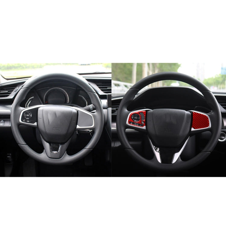 Car Carbon Fiber Steering Wheel Button Middle Configuration Decorative Sticker for Honda Tenth Generation Civic 2016-2019, Left and Right Drive Universal, Steering Wheel Button Middle Configuration
