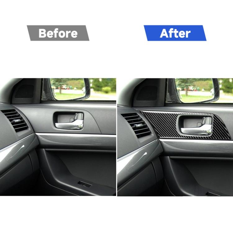 Before and after: carbon fiber door handle panel sticker on car door trim