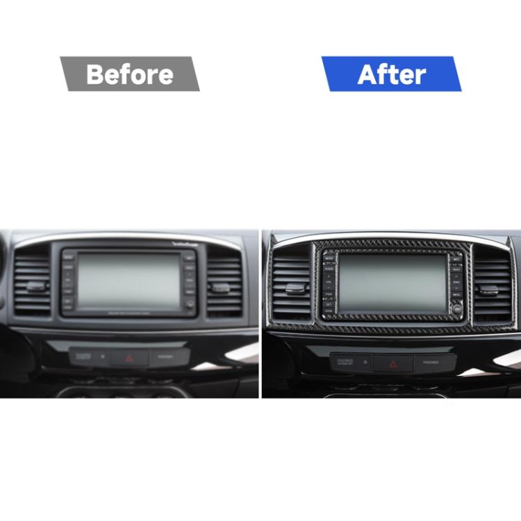 2 PCS Car Carbon Fiber Navigation System Display Decorative Sticker for Mitsubishi Lancer EVO 2008-2015, Left and Right Drive Universal, Navigation System Display