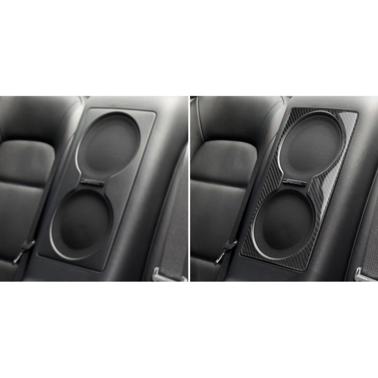 Before-and-after rear seat speaker area with carbon fiber-look dual oval inserts