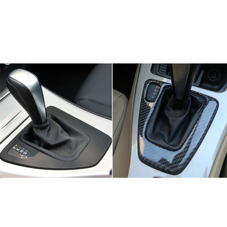 Car gear panel trim sticker shown before and after on the shift area.