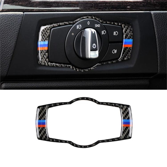 Three Color Carbon Fiber Car Headlight Switch Decorative Sticker for BMW E90 / E92 / E93 2005-2012, Headlight Switch (Three Color)