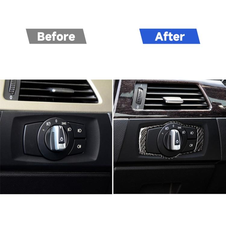 Carbon Fiber Car Headlight Switch Decorative Sticker for BMW E90 / E92 / E93 2005-2012, Headlight Switch
