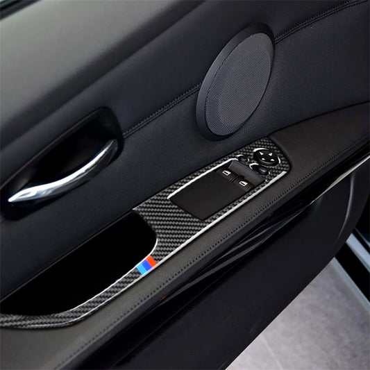 2 PCS Three Color Carbon Fiber Car Left Driving Lifting Panel Decorative Sticker for BMW E92 2005-2012, Diameter: 40.4cm, Diameter: 40.4cm(Three Color)