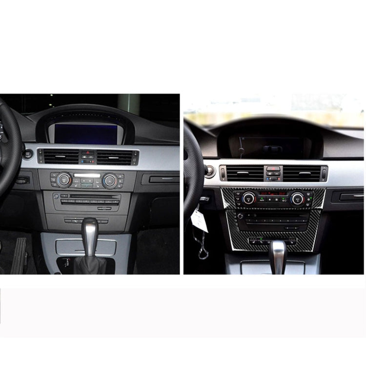 Carbon Fiber Car Central Control CD Panel Decorative Sticker for BMW E90 / E92 2005-2012, High Edition with Hole, CD Panel(High Edition with Hole)