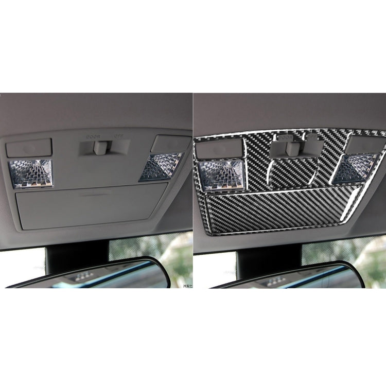 Before and after: carbon fiber sticker installed on front reading light panel