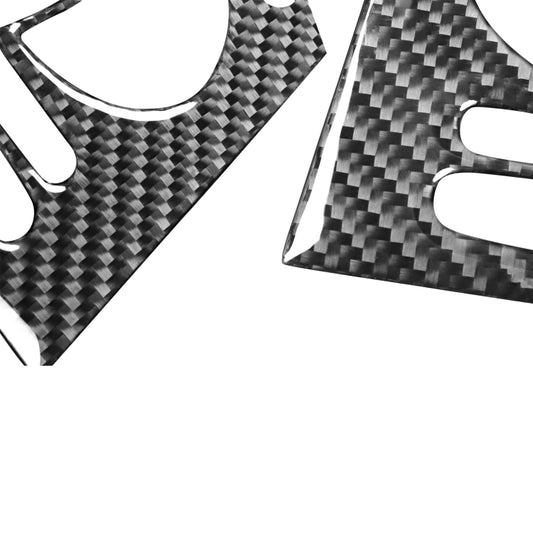 Close-up carbon fiber textured dashboard sticker panel, black weave pattern