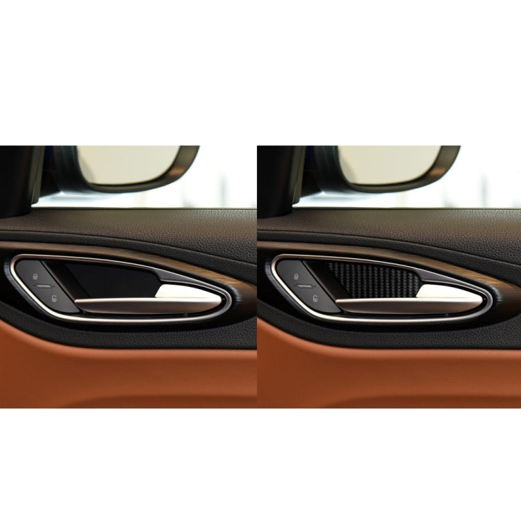 Before-and-after view of inner door bowl insert, dark carbon fiber texture on door