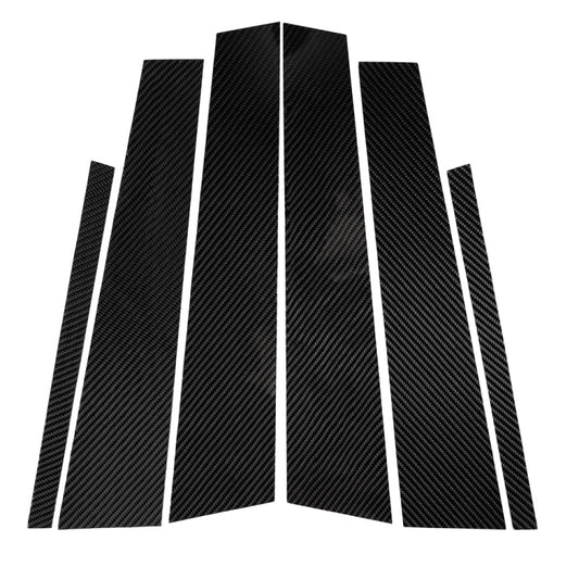 Carbon fiber look B-pillar decorative stickers, black textured set of five strips