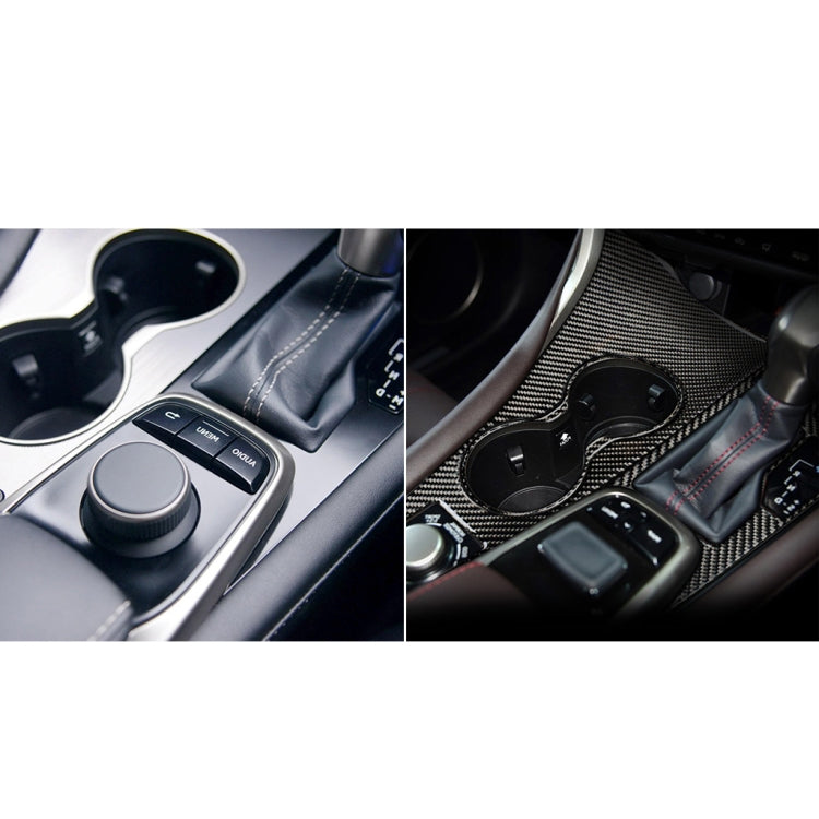Carbon fiber look gear panel trim sticker installed on center console, after view