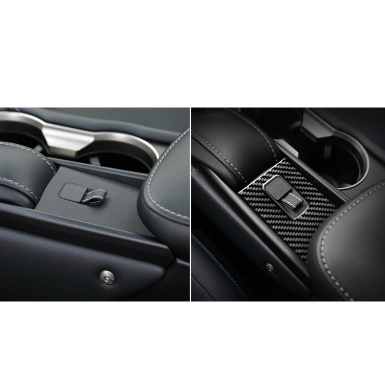 Armrest box decorative sticker installed with carbon fiber pattern and rectangular cutout